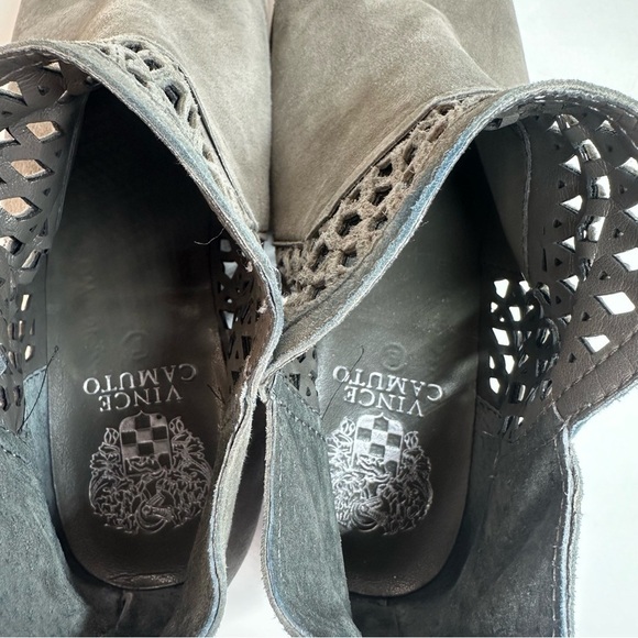 Vince Camuto Booties Women's 8 M Gray Suede Perdula Ankle Boots Back Zip Boho - Picture 10 of 13